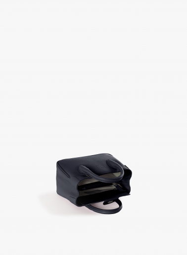 Mini blue Tote bag in genuine leather