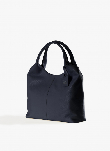 Maxi Schultertasche blau aus Leder