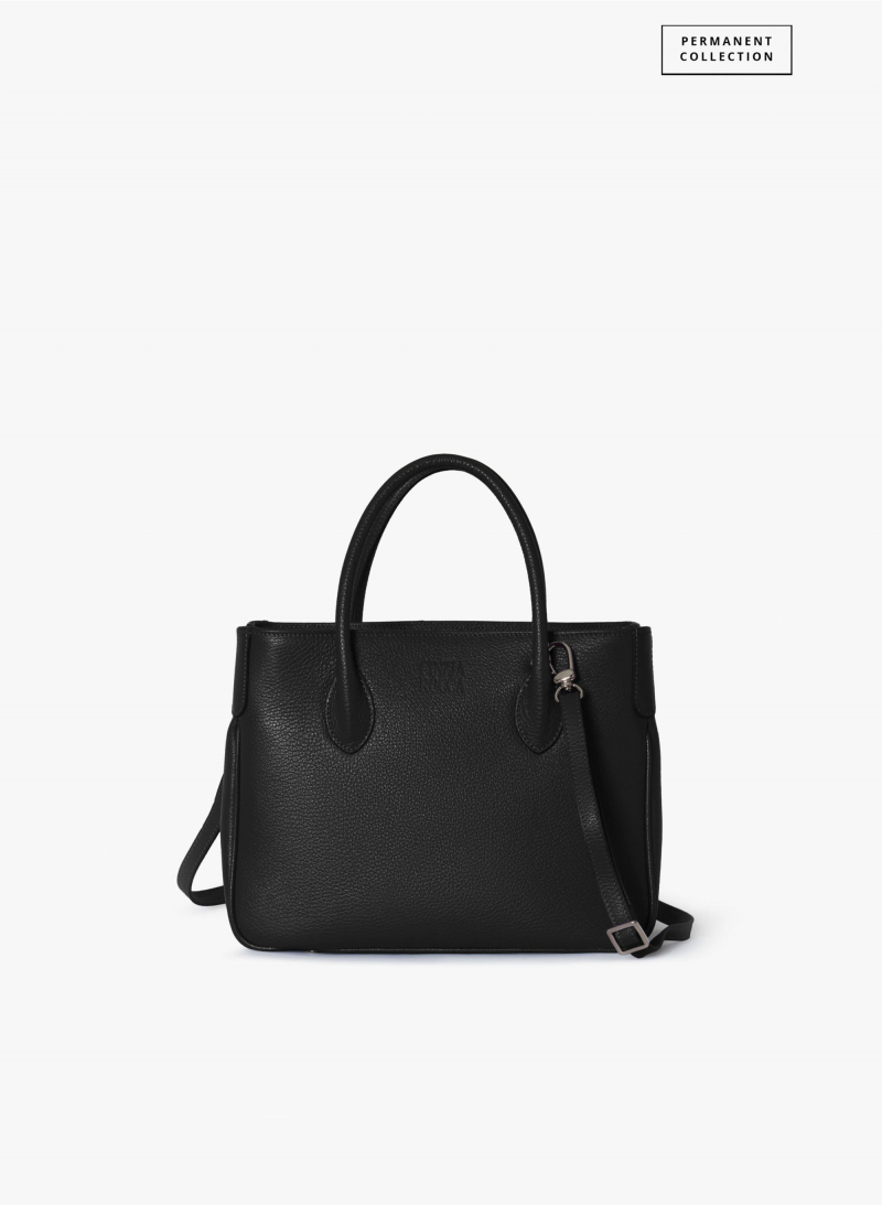 Kleine Tote Bag schwarz aus Leder