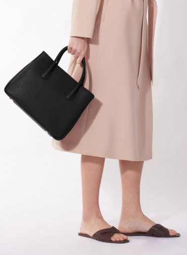 Kleine Tote Bag schwarz aus Leder