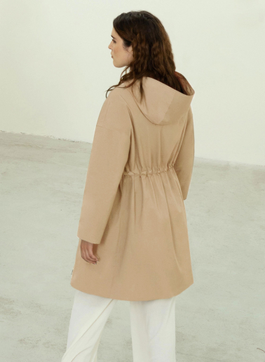 Parka aus regenabweisendem technischem Stoff in camel