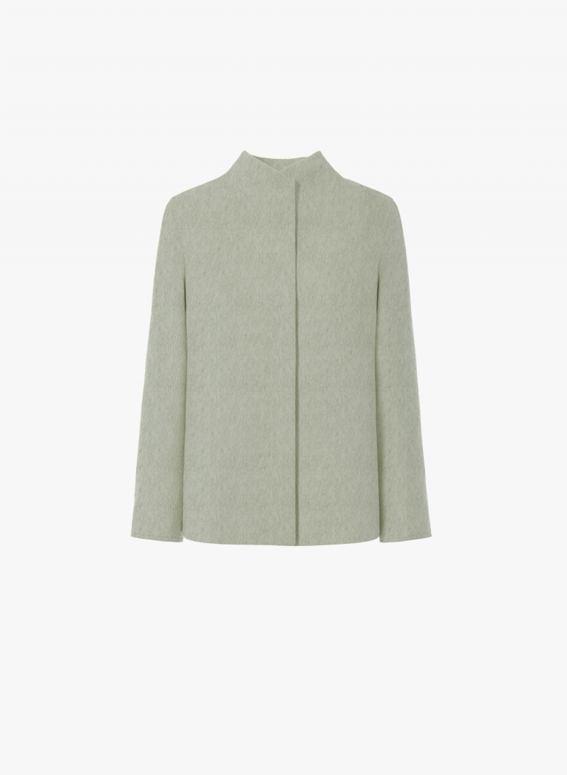 Jacke aus reiner Wolle mit hohem Kragen in grau