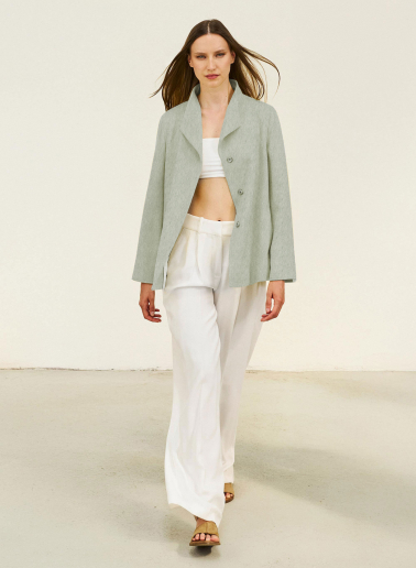 Grey pure wool jacket with high collar