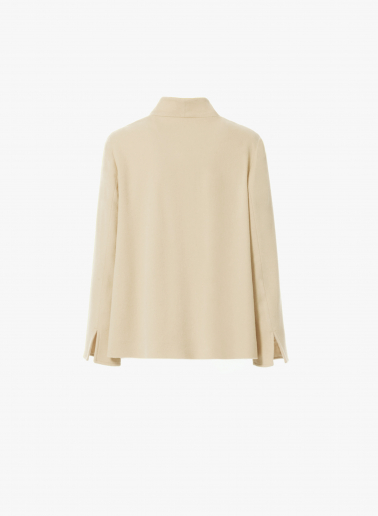 Jacke aus reiner Wolle mit hohem Kragen in beige