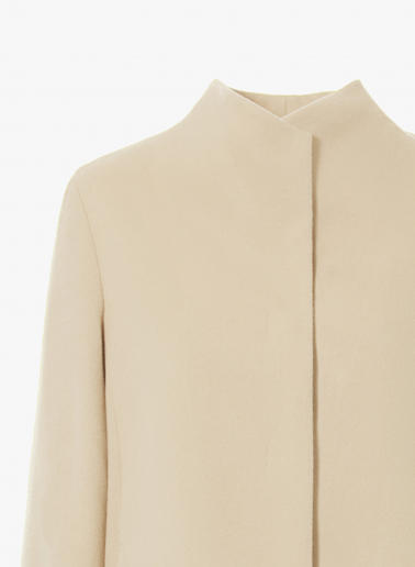 Beige pure wool jacket with high collar