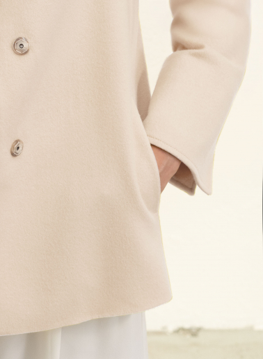 Beige pure wool jacket with high collar