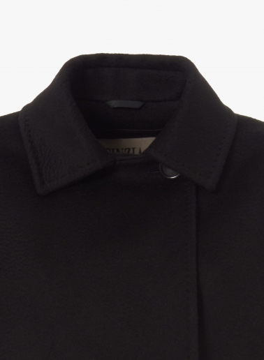Cape mit Strick-Details aus reinem Kamelhaar in Schwarz