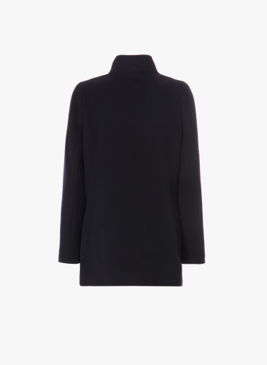 Kurzmantel mit abnehmbarer Nylon-Weste aus reiner Wolle in Blau