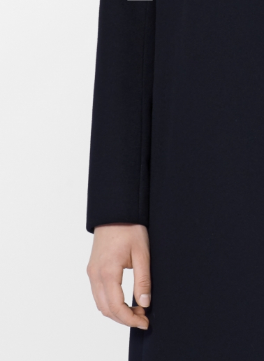 Inverted notch collar dark blue coat crafted with Loro Piana Fabric