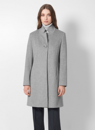 Inverted notch collar light grey coat crafted with Loro Piana Fabric