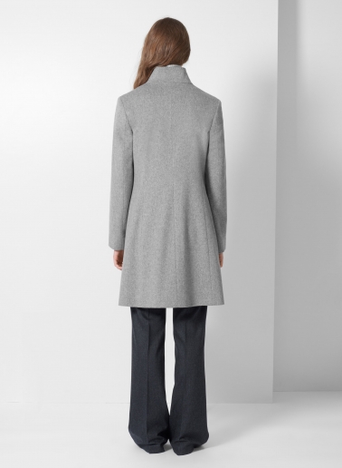 Inverted notch collar light grey coat crafted with Loro Piana Fabric