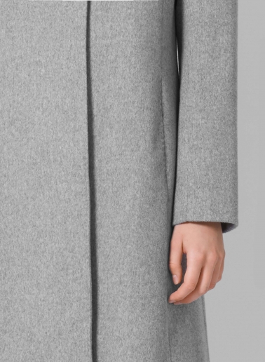 Inverted notch collar light grey coat crafted with Loro Piana Fabric