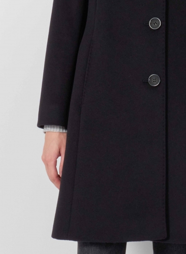 Mantel mit abnehmbarer Nylon-Weste aus reiner Wolle in Schwarz