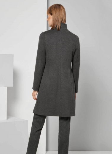 Mantel mit abnehmbarer Nylon-Weste aus reiner Wolle in Grau