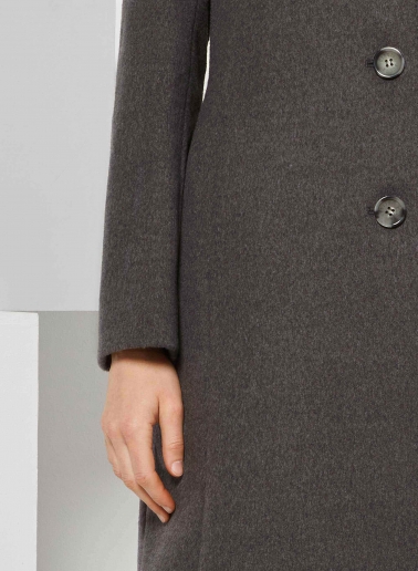 Mantel mit abnehmbarer Nylon-Weste aus reiner Wolle in Grau