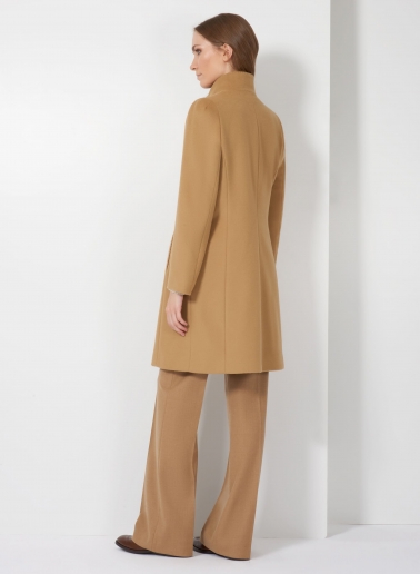 Mantel mit abnehmbarer Nylon-Weste aus reiner Wolle in Camel