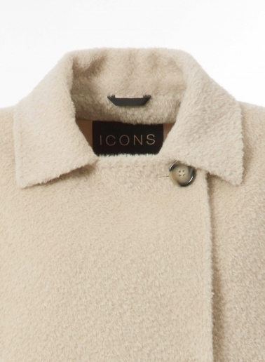 Zweireihes Cape aus Wolle und Alpaka in Beige