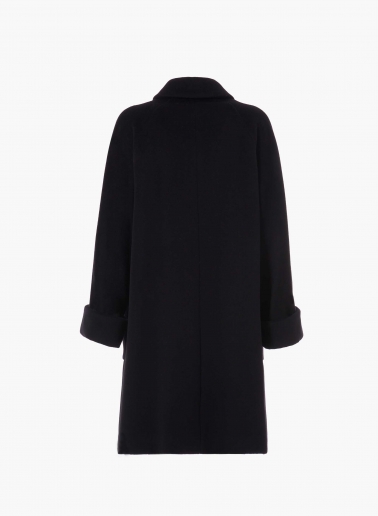 Oversized Mantel mit Hemdkragen aus reiner Wolle in Schwarz