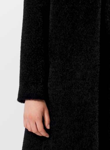 Flared black wool and alpaca coat