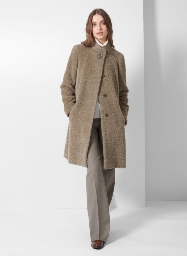 Ausgestellter Mantel aus Wolle und Alpaka in Taupe