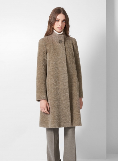 Ausgestellter Mantel aus Wolle und Alpaka in Taupe