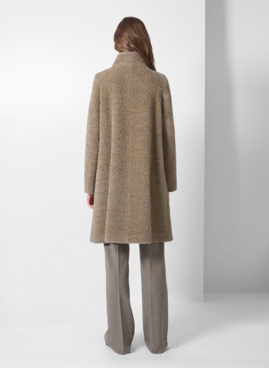 Ausgestellter Mantel aus Wolle und Alpaka in Taupe