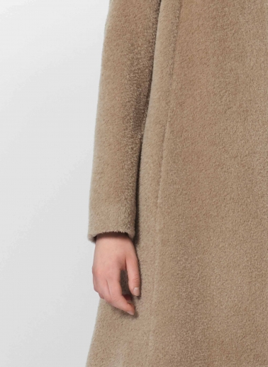 Ausgestellter Mantel aus Wolle und Alpaka in dunkel Beige
