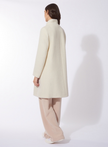 Flared white wool and alpaca coat