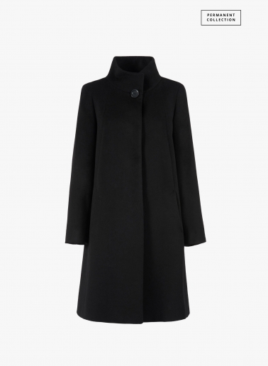 Ausgestellter Mantel aus reinem Cashmere in Schwarz