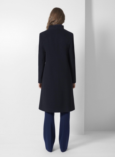Stehkragen Mantel aus Wolle und Cashmere in Dunkelblau