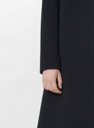 Stehkragen Mantel aus Wolle und Cashmere in Dunkelblau