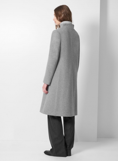 Stehkragen Mantel aus Wolle und Cashmere in Hellgrau