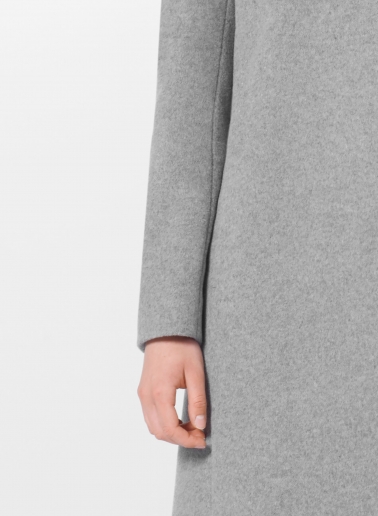 Stehkragen Mantel aus Wolle und Cashmere in Hellgrau