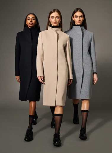 Stehkragen Mantel aus Wolle und Cashmere in dunkel Camel