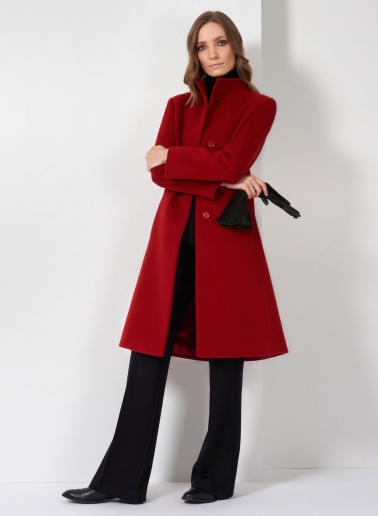 Stehkragen Mantel aus Wolle und Cashmere in Rot