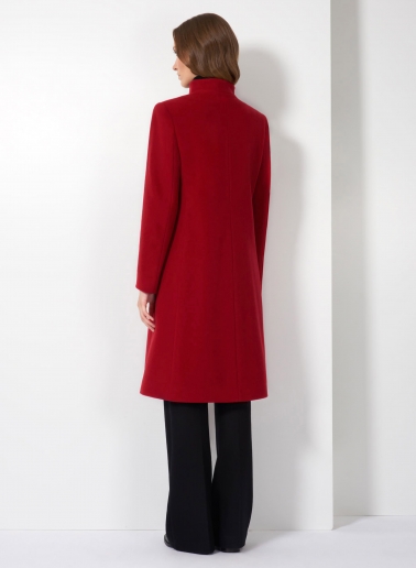 Stehkragen Mantel aus Wolle und Cashmere in Rot