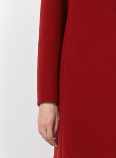Stehkragen Mantel aus Wolle und Cashmere in Rot