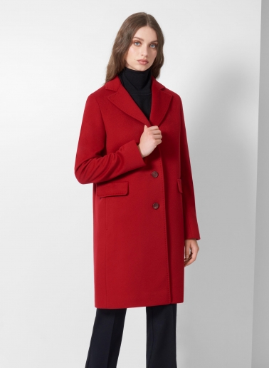 Gerade geschnittener Mantel im Herrenschnitt aus Wolle und Cashmere in Rot