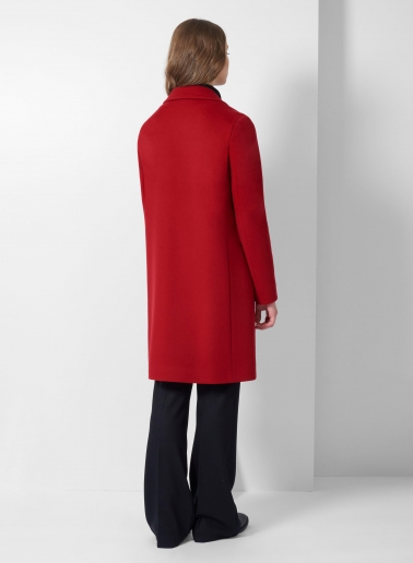 Gerade geschnittener Mantel im Herrenschnitt aus Wolle und Cashmere in Rot