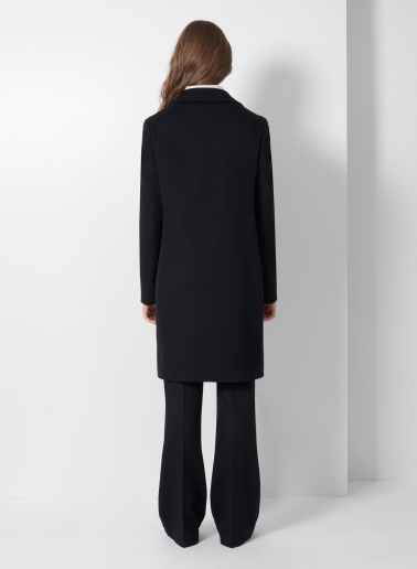 Gerade geschnittener Mantel im Herrenschnitt aus Wolle und Cashmere in Schwarz