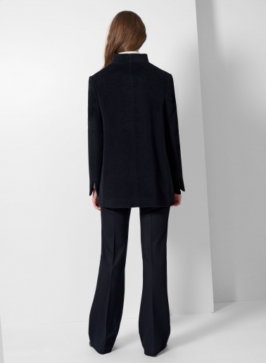 Stehkragen Kurzmantel aus Wolle und Cashmere in Schwarz