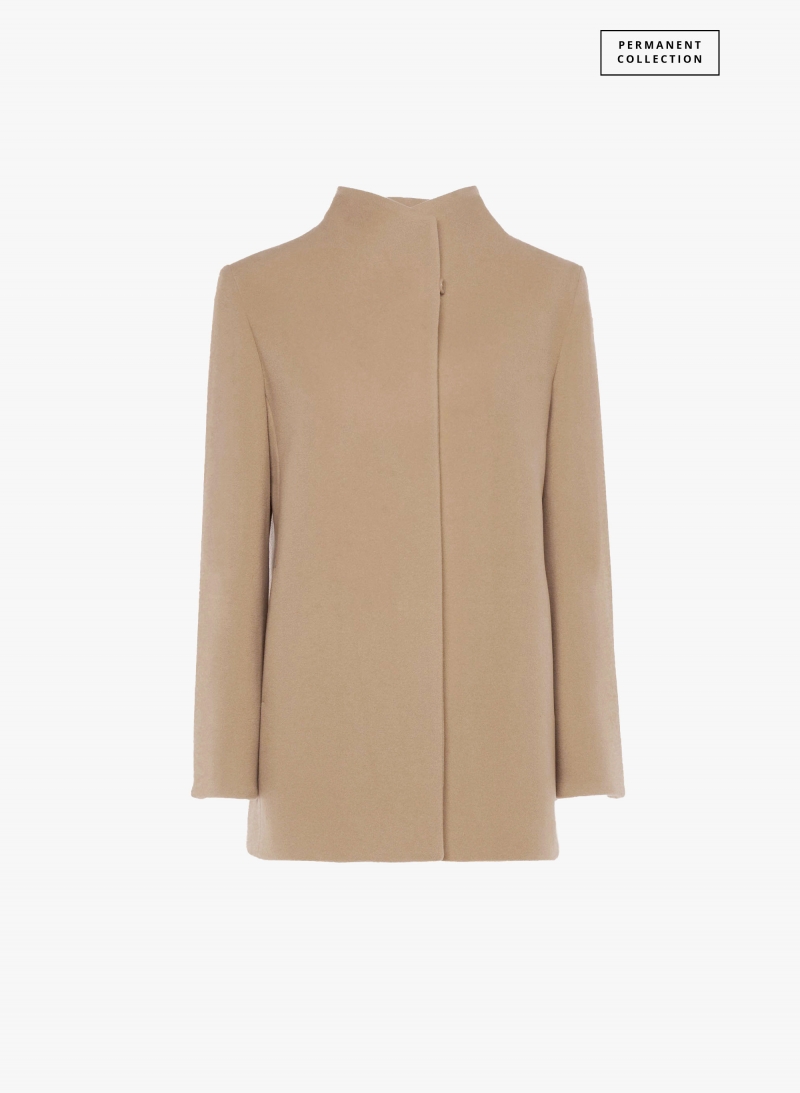 Stehkragen Kurzmantel aus Wolle und Cashmere in light Camel