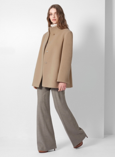 Stehkragen Kurzmantel aus Wolle und Cashmere in light Camel