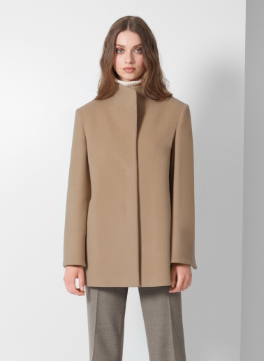 Stehkragen Kurzmantel aus Wolle und Cashmere in light Camel