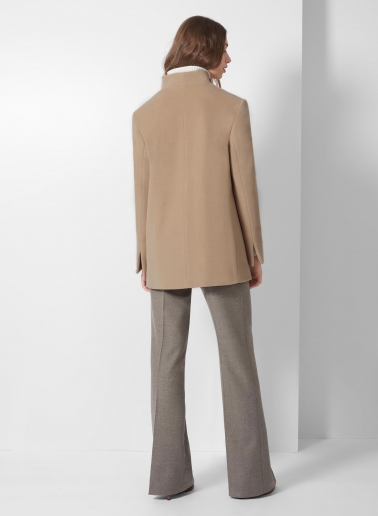 Stehkragen Kurzmantel aus Wolle und Cashmere in light Camel