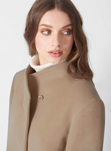 Stehkragen Kurzmantel aus Wolle und Cashmere in light Camel