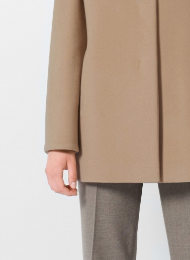 Stehkragen Kurzmantel aus Wolle und Cashmere in light Camel