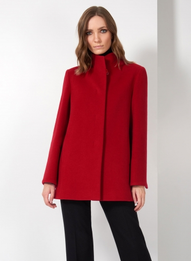 Stehkragen Kurzmantel aus Wolle und Cashmere in Rot
