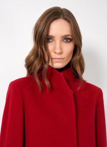 Stehkragen Kurzmantel aus Wolle und Cashmere in Rot