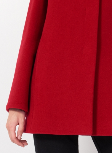 Stehkragen Kurzmantel aus Wolle und Cashmere in Rot